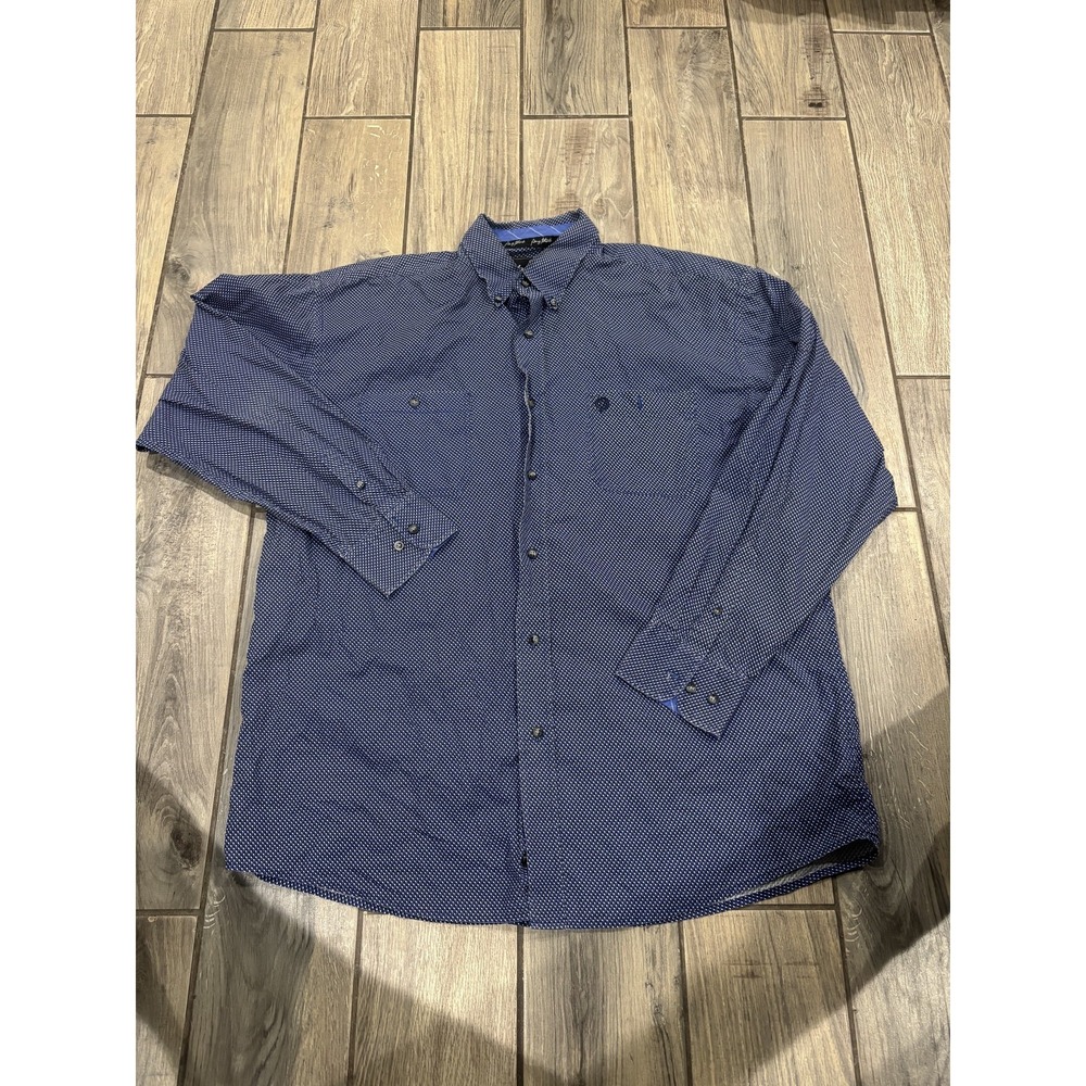 George Strait Collection by Wrangler Men's XL Blue Button-Down‎ Shirt Cotton
